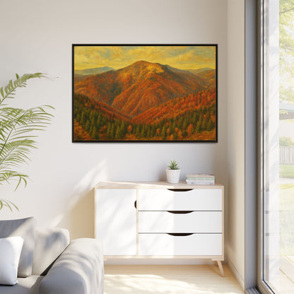 Autumn Landscape Wall Art, Cozy Home Decor, Nature Print, Framed Canvas, Fall Decorations, Gift Idea for Art Lovers