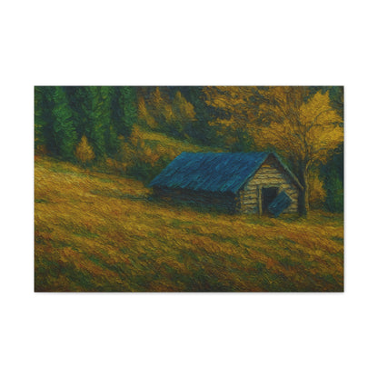 Rustic Canvas Wall Art, Nature Landscape Painting, Autumn Decor, Farmhouse Wall Art, Cozy Home Decoration