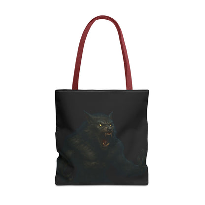 Fierce Werewolf Tote Bag, Halloween Accessories, Dark Art Tote, Animal Lover Gift, Geeky Shopping Bag