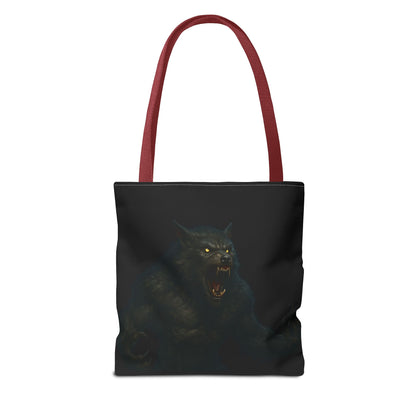 Fierce Werewolf Tote Bag, Halloween Accessories, Dark Art Tote, Animal Lover Gift, Geeky Shopping Bag