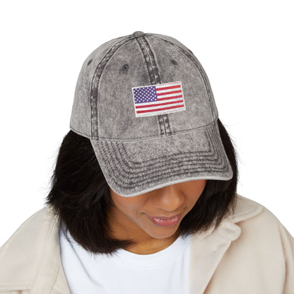 Embroidered Vintage Cap with USA Flag Design