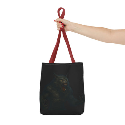 Fierce Werewolf Tote Bag, Halloween Accessories, Dark Art Tote, Animal Lover Gift, Geeky Shopping Bag
