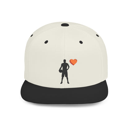Sporty Love Flat Bill Snapback Hat – Adjustable Cap for Athletes, Casual Wear, Gifts for Sports Fans, Basketball Enthusiasts, Unique