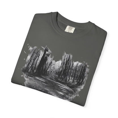 Artistic Forest Scene T-shirt | Nature Lover Gift, Outdoor Adventure Tee, Eco-Friendly Fashion, Vintage Inspired Clothing, Unisex Gift