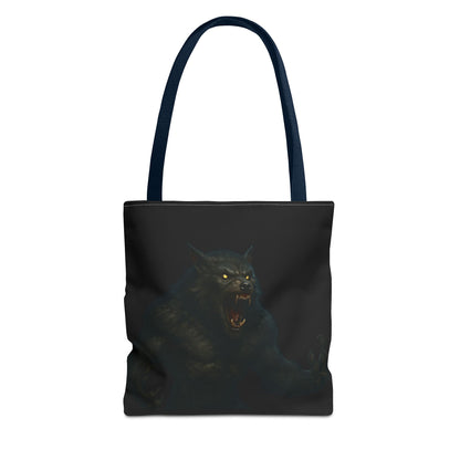 Fierce Werewolf Tote Bag, Halloween Accessories, Dark Art Tote, Animal Lover Gift, Geeky Shopping Bag