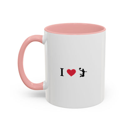 I Love Basketball Coffee Ceramic Mug, Cute Coffee Lover Gift, Personalized Mug for Fun, Black Accent Mug for Birthdays, Holidays, Office