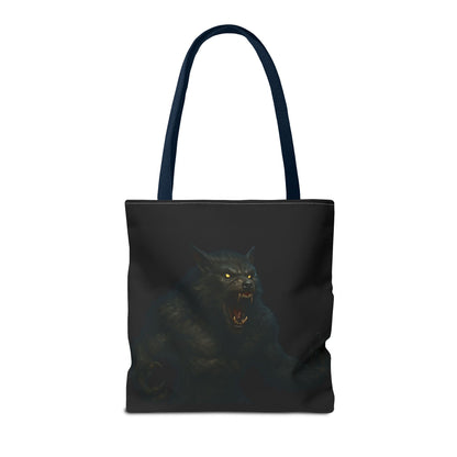 Fierce Werewolf Tote Bag, Halloween Accessories, Dark Art Tote, Animal Lover Gift, Geeky Shopping Bag