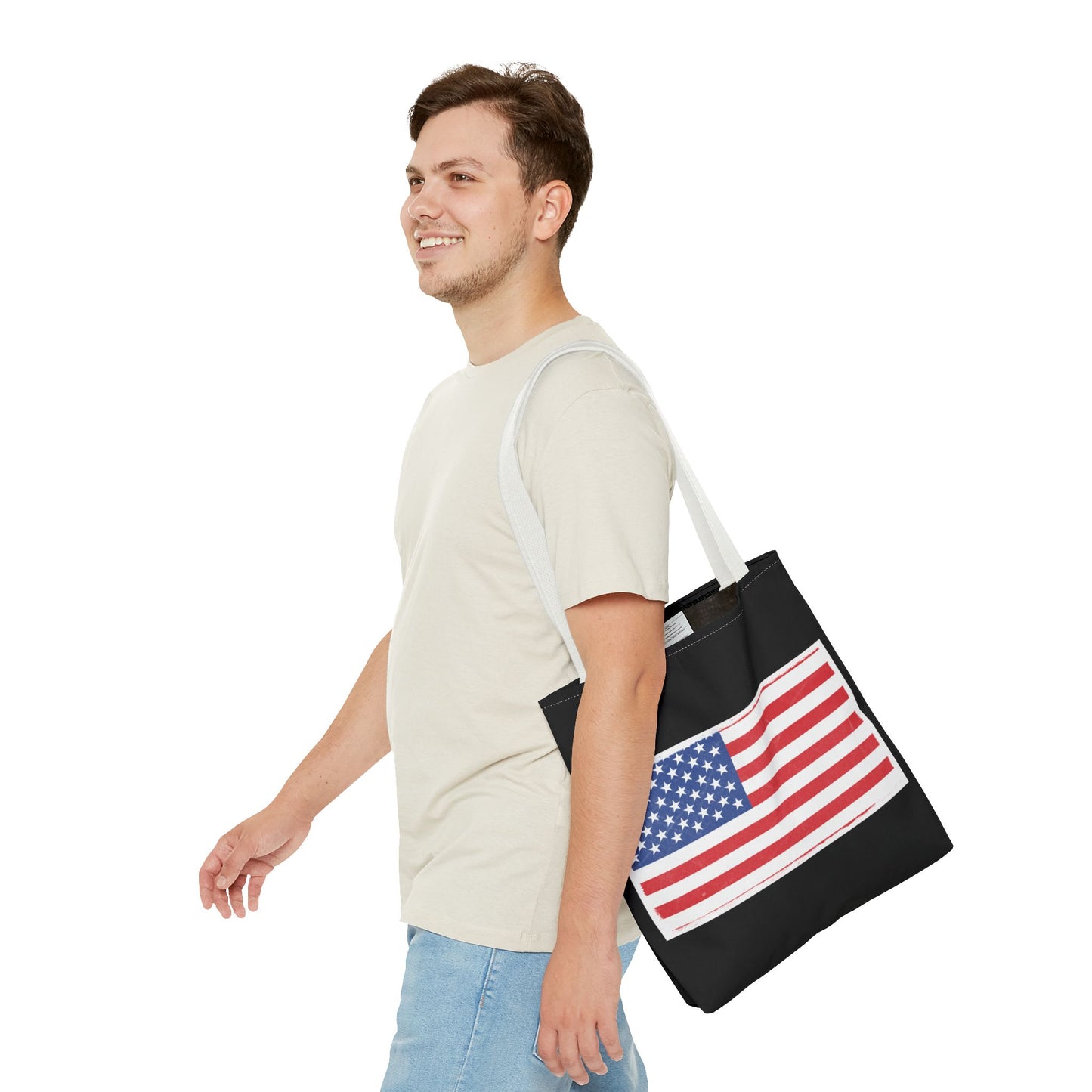 Patriotic Tote Bag, American Flag Carryall, Beach Bag, Reusable Shopping Tote, Independence Day Gift