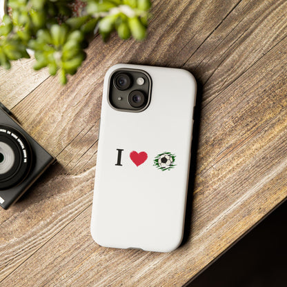 Soccer Phone Case, I Love Soccer, Tough Case Cover, Sporty Phone Accessories, Gift for Soccer Lovers, Unique Soccer Design