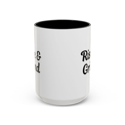 Rise & Grind Coffee Mug – Motivational Black Accent Mug for Daily Inspiration