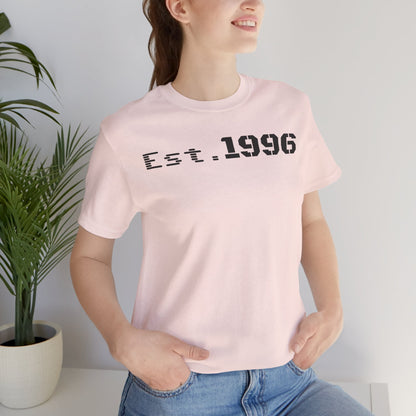 Unisex Jersey Tee - 'Est. 1996' Graphic Shirt, Birthday Gift, Casual Wear, Vintage Style, Retro Fashion, Gift for Him/Her - product image