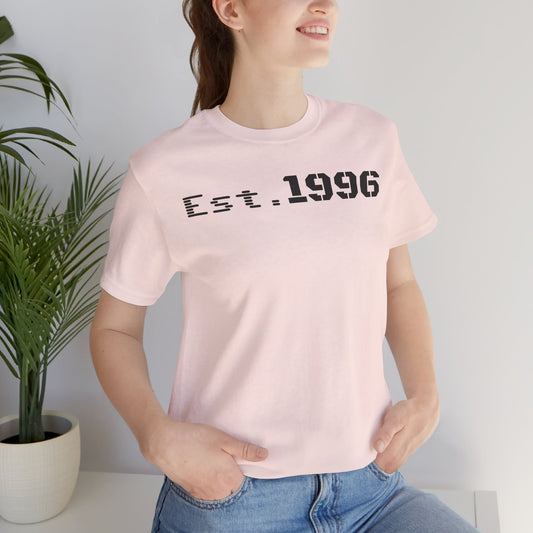 Unisex Jersey Tee - 'Est. 1996' Graphic Shirt, Birthday Gift, Casual Wear, Vintage Style, Retro Fashion, Gift for Him/Her - product image