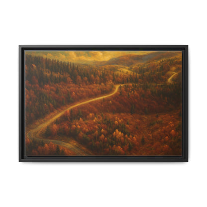 Autumn Landscape Framed Canvas Art, Cozy Home Decor, Warm Fall Vibes, Gift for Nature Lovers, Perfect for Thanksgiving