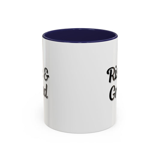 Rise & Grind Coffee Mug – Motivational Black Accent Mug for Daily Inspiration