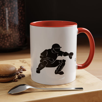 Baseball Catcher Coffee Mug, Sports Gift for Coaches, Black Accent Mug for Fans, Perfect for Birthdays & Celebrations, Unique Cup