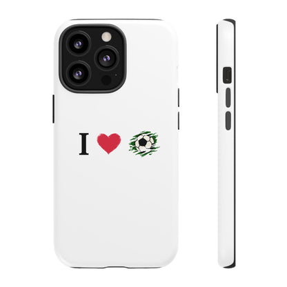 Soccer Phone Case, I Love Soccer, Tough Case Cover, Sporty Phone Accessories, Gift for Soccer Lovers, Unique Soccer Design