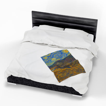 Starry Night Velveteen Plush Blanket, Cozy Throw Blanket for Home Decor, Gift for Art Lovers, Perfect for Christmas or Home Warmth