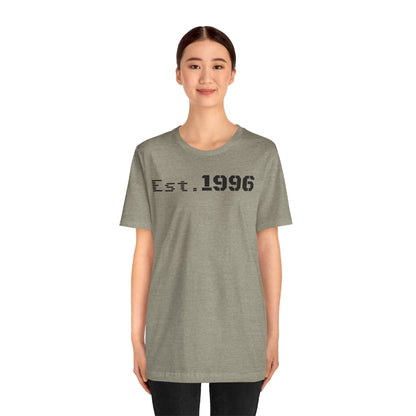 Unisex Jersey Tee - 'Est. 1996' Graphic Shirt, Birthday Gift, Casual Wear, Vintage Style, Retro Fashion, Gift for Him/Her