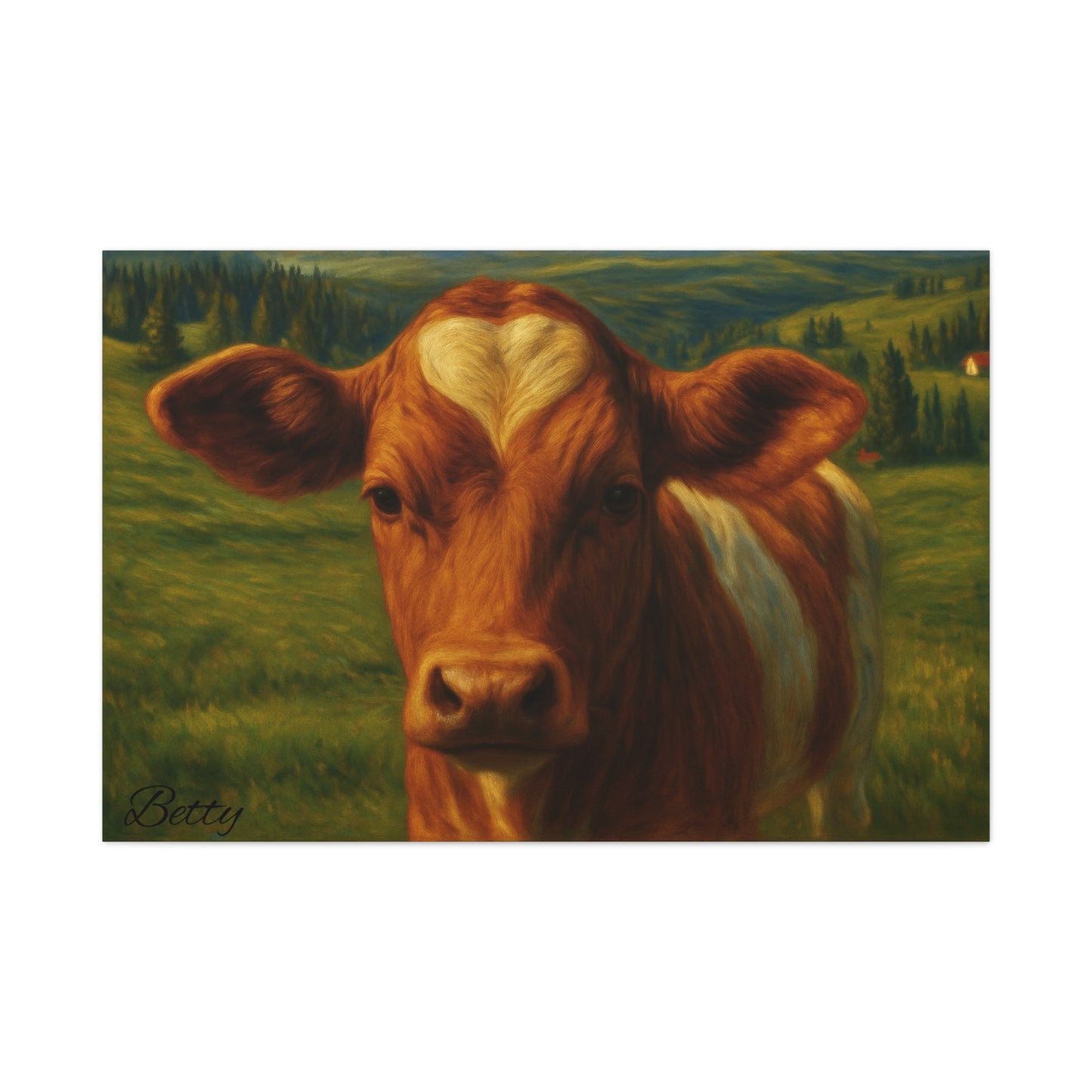 Cow Calf Portrait Canvas Print, Farm Animal Wall Art Decoration, Custom Matte Canvas Picture, Barnyard Animal Rustic Decor, Personalized