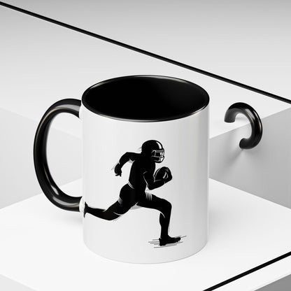 Football Player Themed Accent Coffee Mug, Sports Fan Gift, Unique Mug for Athletes, Coffee Lover, Game Day Essential