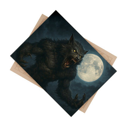 Werewolf Ceramics Decor, Unique Wolf Moon Tile, Gothic Home Accents, Halloween Gift, Dark Art Decoration, Spooky Wall Art