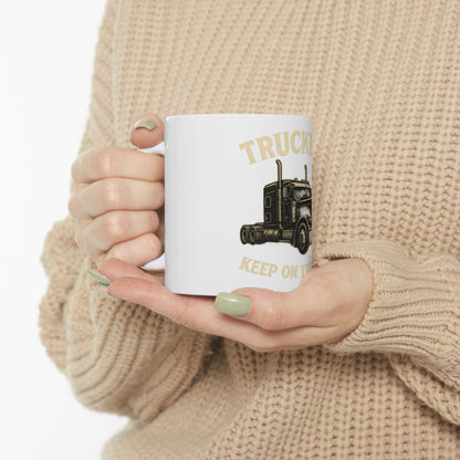 Truckers Keep on Truckin' Ceramic Mug, Coffee Cup for Truck Drivers, Gift for Road Trip Lovers, Travel Mug for Father's Day, Unique [...]