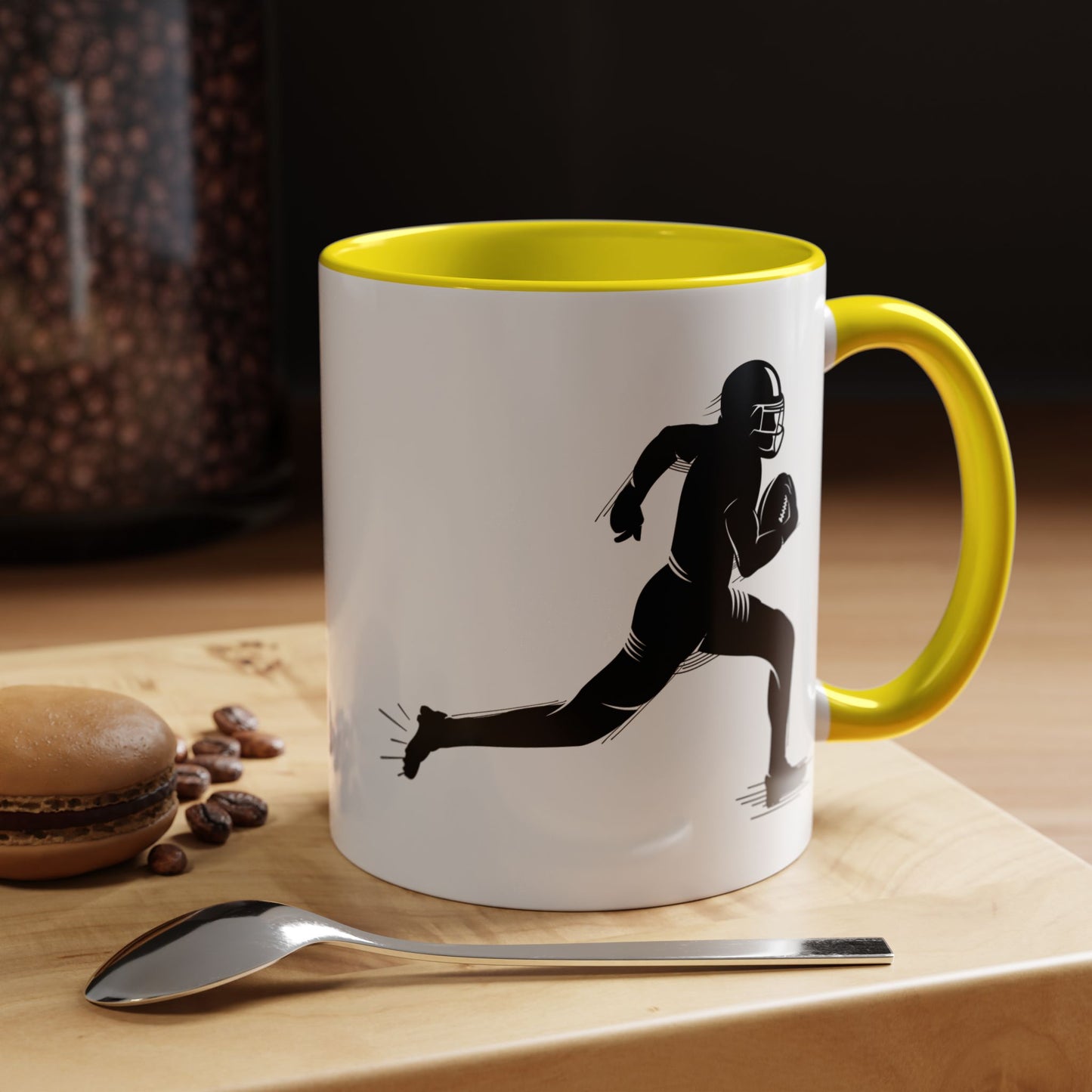Football Player Themed Accent Coffee Mug, Sports Fan Gift, Unique Mug for Athletes, Coffee Lover, Game Day Essential