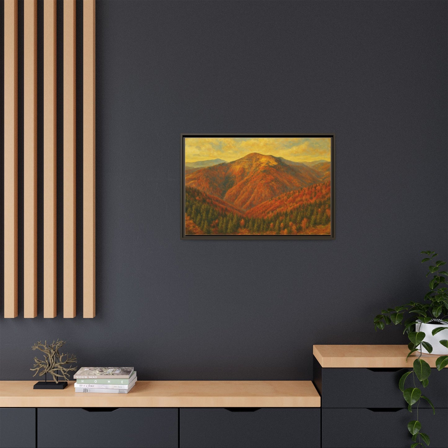 Autumn Landscape Wall Art, Cozy Home Decor, Nature Print, Framed Canvas, Fall Decorations, Gift Idea for Art Lovers