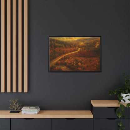 Autumn Landscape Framed Canvas Art, Cozy Home Decor, Warm Fall Vibes, Gift for Nature Lovers, Perfect for Thanksgiving