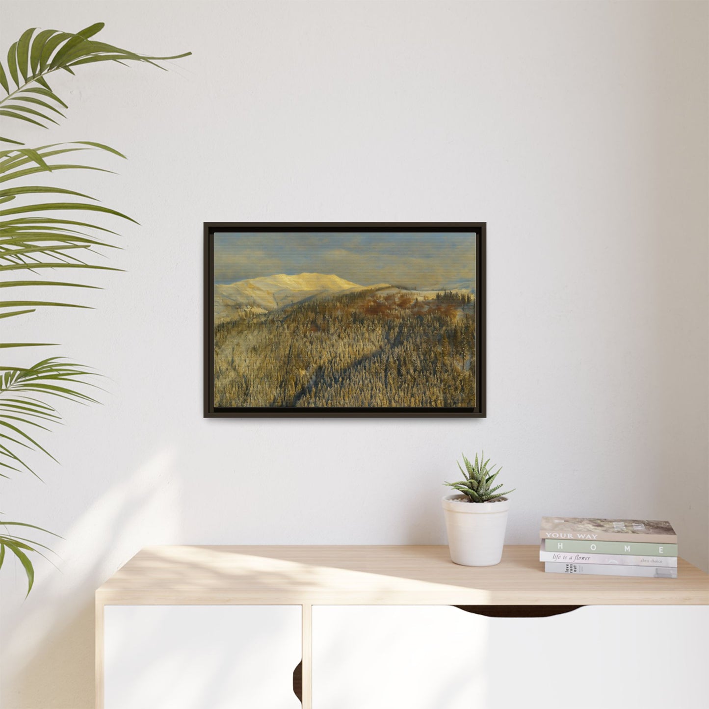 Framed Mountain Canvas Art, Perfect for Home Decor, Nature Wall Art, Gift for Nature Lovers, Cozy Atmosphere