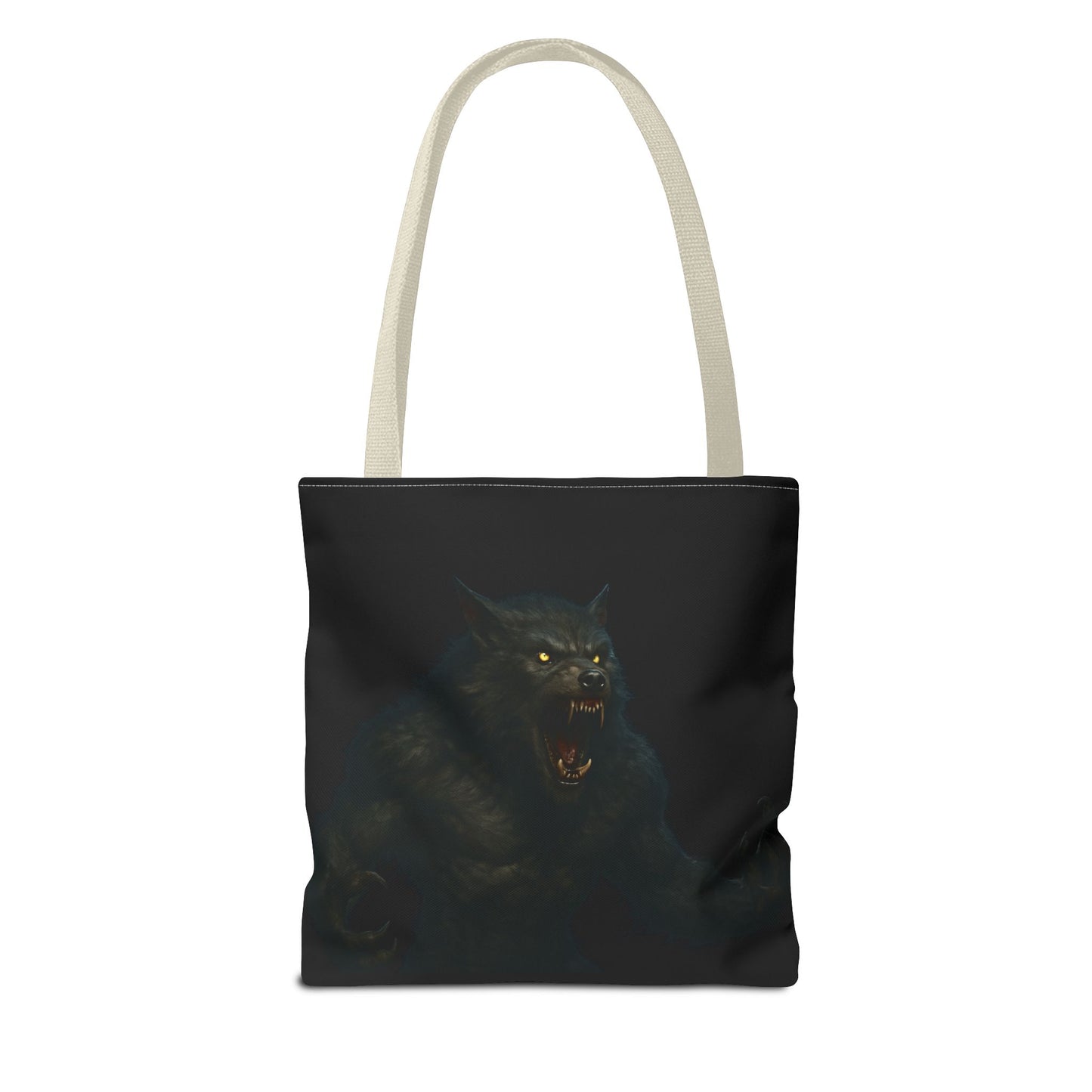 Fierce Werewolf Tote Bag, Halloween Accessories, Dark Art Tote, Animal Lover Gift, Geeky Shopping Bag