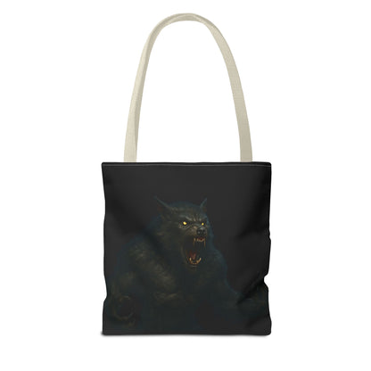 Fierce Werewolf Tote Bag, Halloween Accessories, Dark Art Tote, Animal Lover Gift, Geeky Shopping Bag