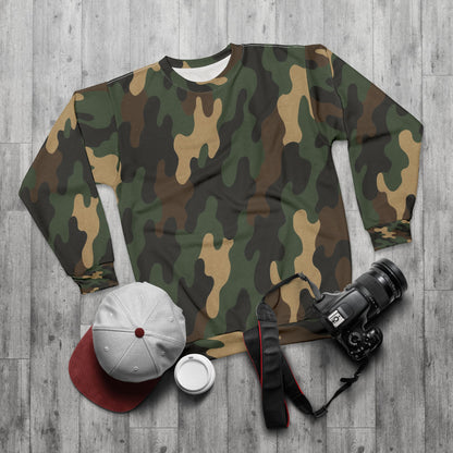 Stylish Camo Unisex Sweatshirt, Cozy Sweatshirt, Trendy Apparel for Outdoor Lovers, Perfect Gift for Adventurers, Versatile Casual Wear