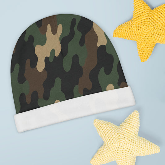 Camo Baby Beanie, Stylish Infant Hat, Outdoor Baby Accessory, Perfect for Baby Showers or Birthdays, Trendy Newborn Fashion - product image