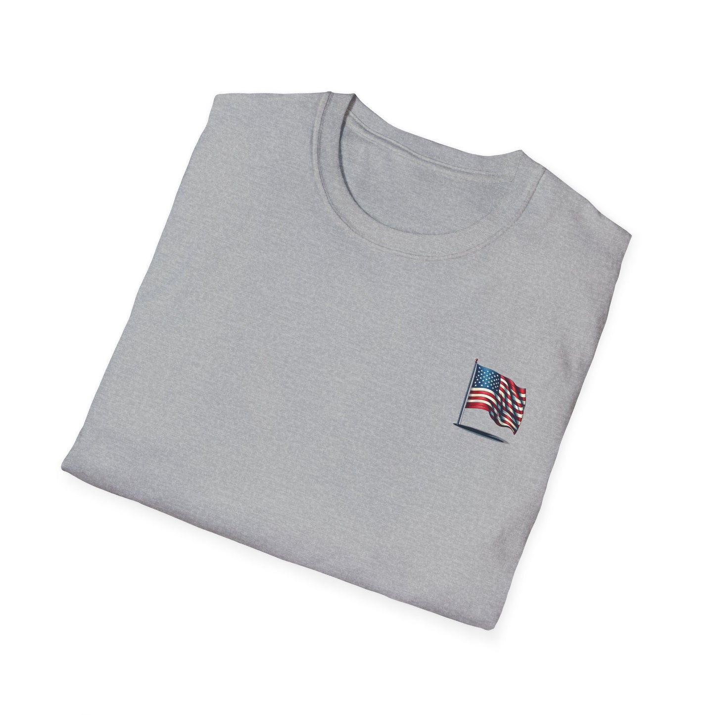 Patriotic Unisex Softstyle T-Shirt, American Flag Tee, USA Pride Shirt, Perfect for Independence Day, Casual Wear