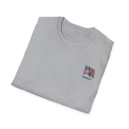 Patriotic Unisex Softstyle T-Shirt, American Flag Tee, USA Pride Shirt, Perfect for Independence Day, Casual Wear