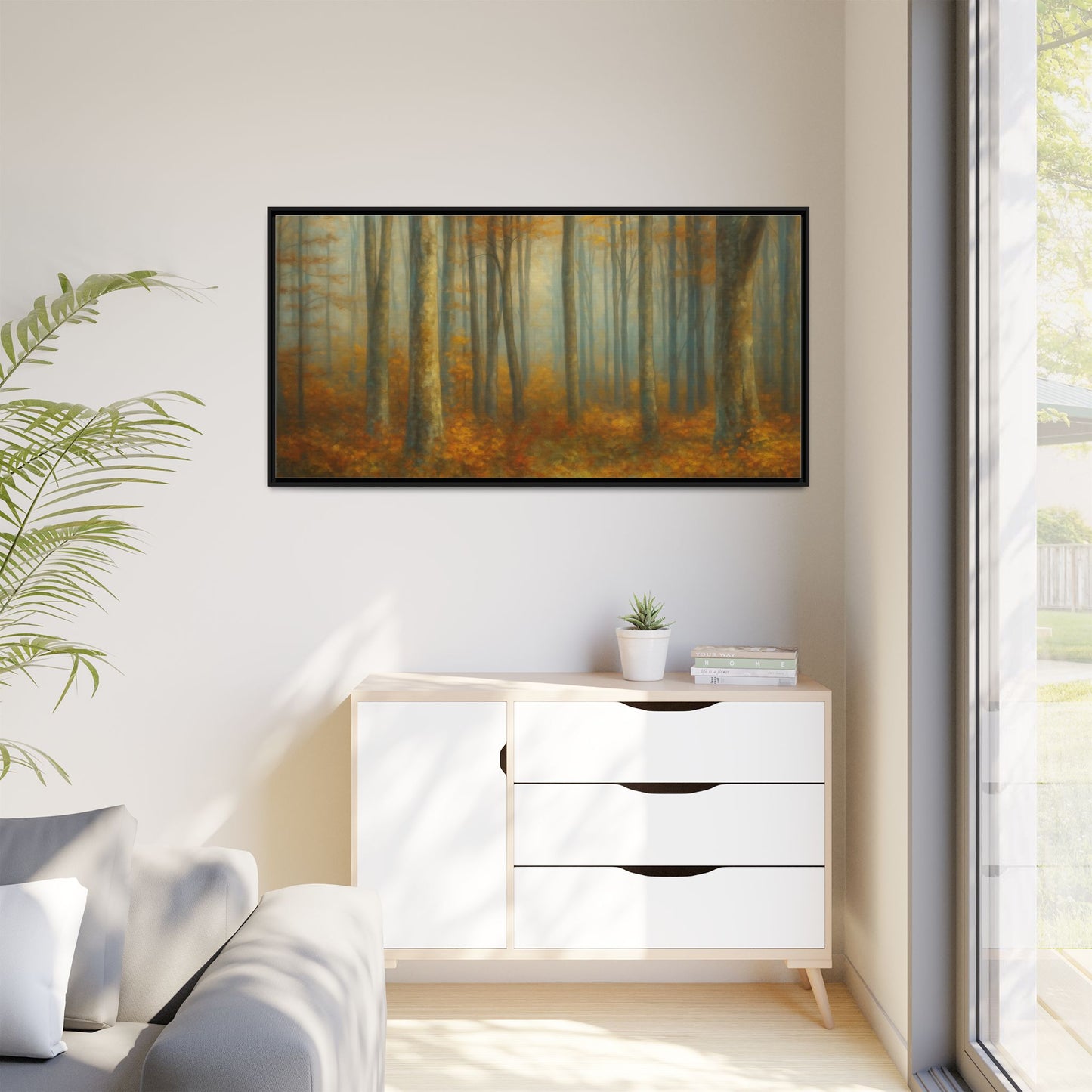 Autumn Forest Canvas Art, Framed Wall Decor, Rustic Home Decor, Nature Artwork, Gift for Nature Lovers