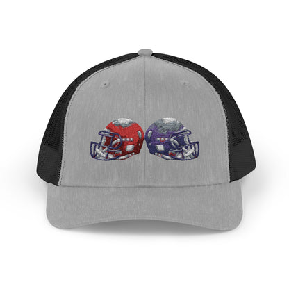 Sporty Snapback Trucker Cap with Football Helmets, Baseball Cap, Outdoor Activity Hat, Gift for Sports Fans, Team Spirit Wear