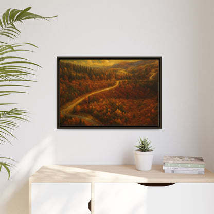 Autumn Landscape Framed Canvas Art, Cozy Home Decor, Warm Fall Vibes, Gift for Nature Lovers, Perfect for Thanksgiving