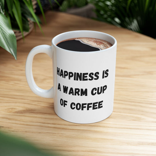 Inspirational Ceramic Coffee Mug - Happiness is a Warm Cup of Coffee - Perfect Gift for Coffee Lovers - product image