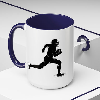 Football Player Themed Accent Coffee Mug, Sports Fan Gift, Unique Mug for Athletes, Coffee Lover, Game Day Essential
