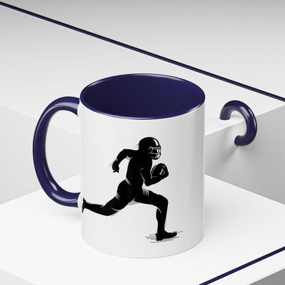 Football Player Themed Accent Coffee Mug, Sports Fan Gift, Unique Mug for Athletes, Coffee Lover, Game Day Essential