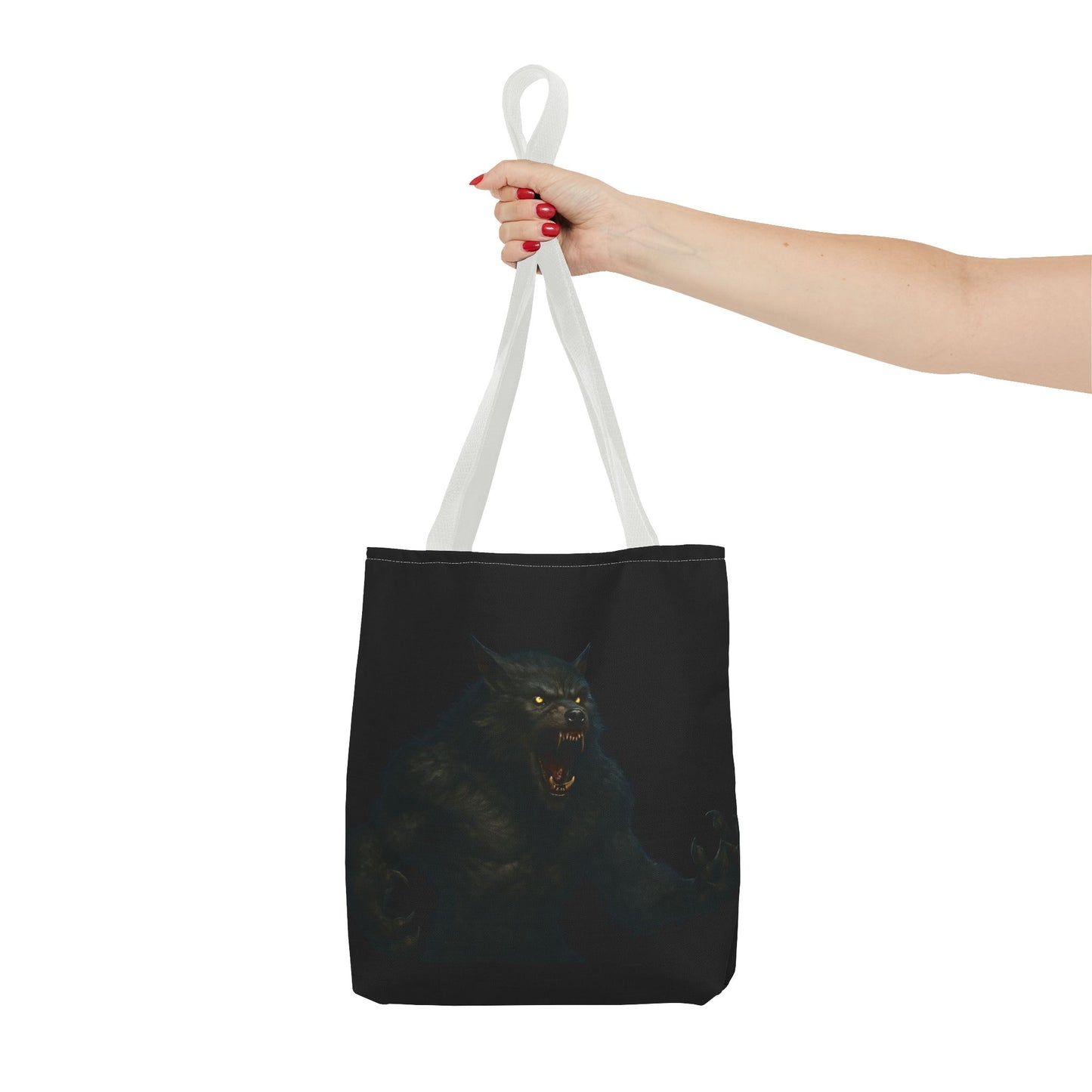 Fierce Werewolf Tote Bag, Halloween Accessories, Dark Art Tote, Animal Lover Gift, Geeky Shopping Bag