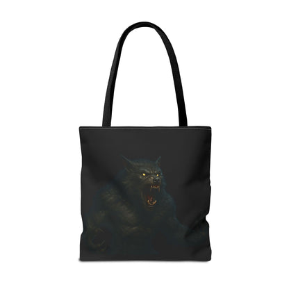 Fierce Werewolf Tote Bag, Halloween Accessories, Dark Art Tote, Animal Lover Gift, Geeky Shopping Bag