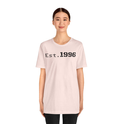 Unisex Jersey Tee - 'Est. 1996' Graphic Shirt, Birthday Gift, Casual Wear, Vintage Style, Retro Fashion, Gift for Him/Her