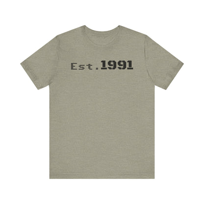 Established 1991 Unisex Jersey Tee | Vintage Anniversary Gift | Casual Wear, Birthday Shirt, Retro Style, Statement Tee, Gift for Him/Her