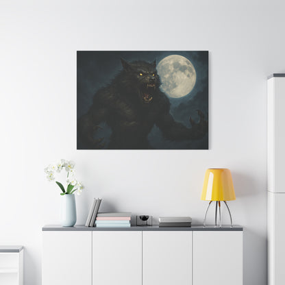 Werewolf Moon Canvas Art | Dark Fantasy Decor for Halloween, Gothic Home, Werewolf Lover Gift, Unique Wall Art, Spooky Decor
