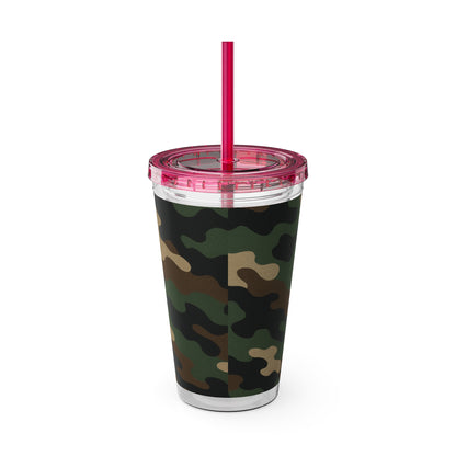 Stylish Camo Tumbler, 16oz Cup with Straw, Perfect for Outdoor Adventures, Gifts for Him, Travel Mug, Eco-friendly Drinkware, Camping