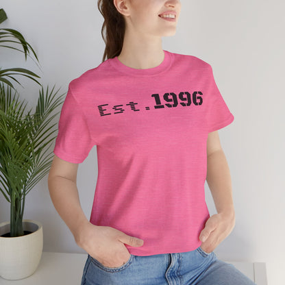 Unisex Jersey Tee - 'Est. 1996' Graphic Shirt, Birthday Gift, Casual Wear, Vintage Style, Retro Fashion, Gift for Him/Her