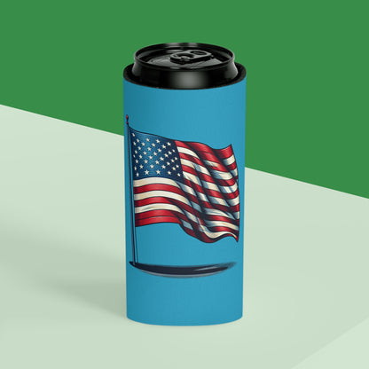 Patriotic Can Cooler, Summer BBQ Accessory, Independence Day Drink Holder, Americana Coaster, USA Party Favor